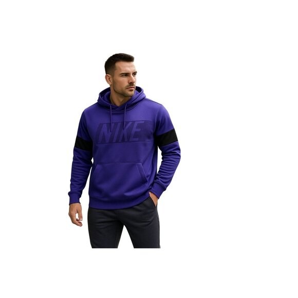 Nike Dri-Fit Purple Hooded Sweatshirt With Front Pocket & Black Accents Size L - Picture 1 of 6